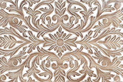 Gray Carved Floral Solid Wood King Bed Frame HomeRoots