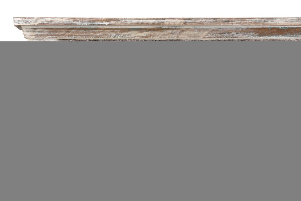 White Carved Geometric Distressed Reclaimed Wood Queen Bed Frame HomeRoots
