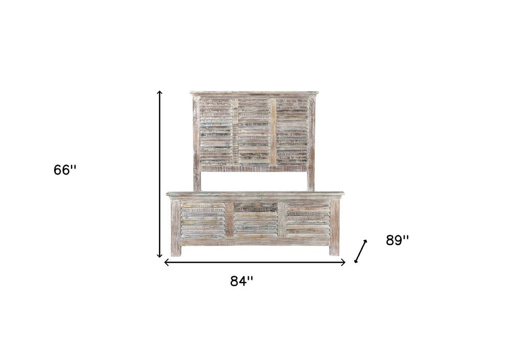 Shutter Solid Wood King Gray Bed HomeRoots