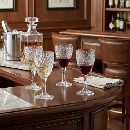 Set of Four Clear Diamond Acrylic Stemmed All Purpose Wine Glass HomeRoots
