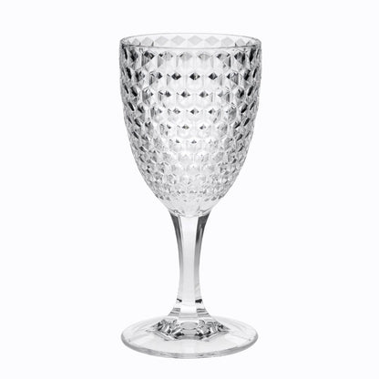Set of Four Clear Diamond Acrylic Stemmed All Purpose Wine Glass HomeRoots