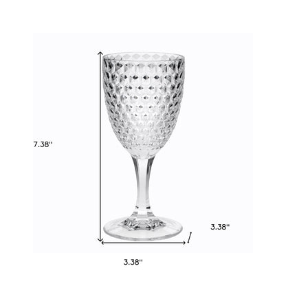 Set of Four Clear Diamond Acrylic Stemmed All Purpose Wine Glass