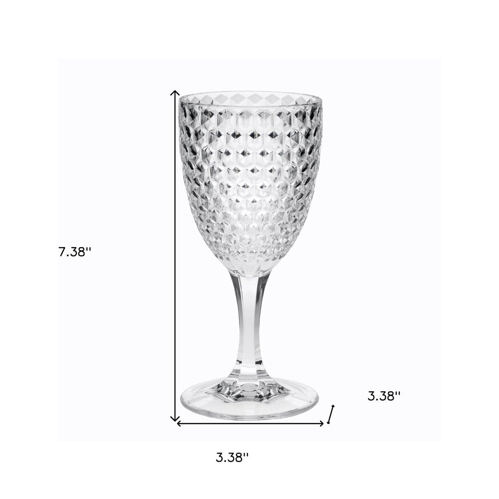 Set of Four Clear Diamond Acrylic Stemmed All Purpose Wine Glass HomeRoots