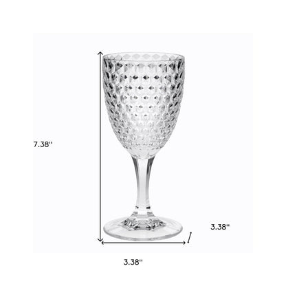 Set of Four Clear Diamond Acrylic Stemmed All Purpose Wine Glass HomeRoots