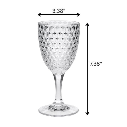 Set of Four Clear Diamond Acrylic Stemmed All Purpose Wine Glass HomeRoots