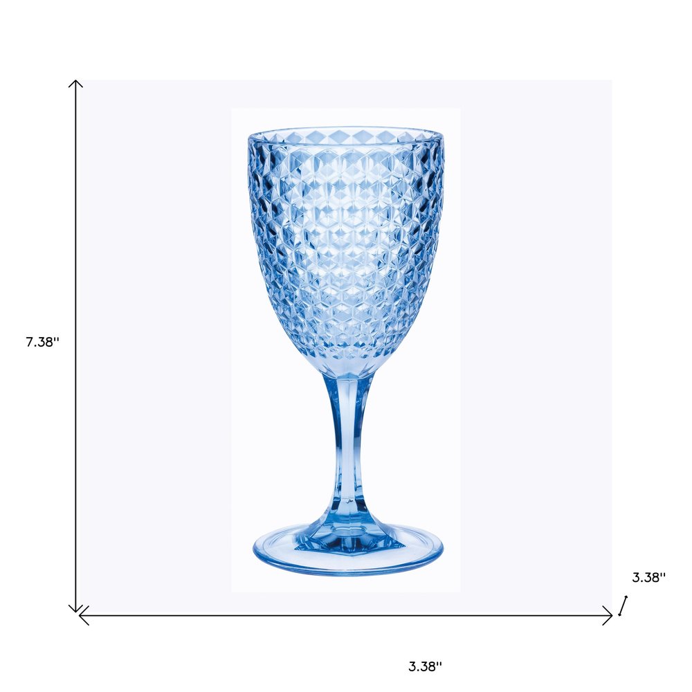 Set of Four Blue Diamond Acrylic Stemmed All Purpose Wine Glass HomeRoots