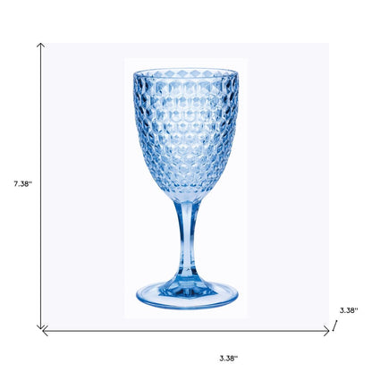Set of Four Blue Diamond Acrylic Stemmed All Purpose Wine Glass HomeRoots