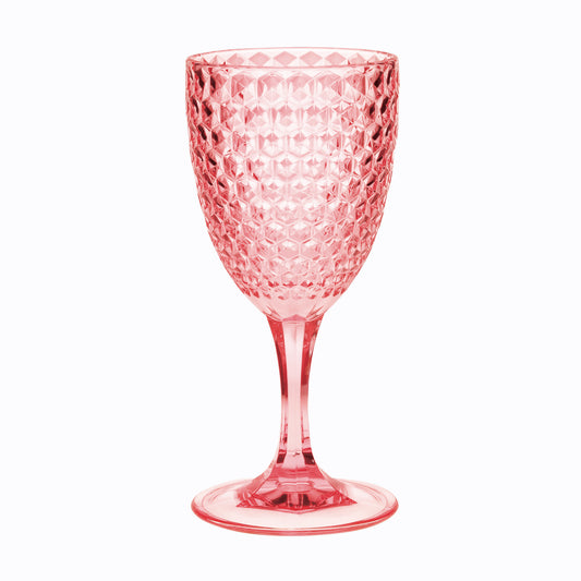 Set of Four Pink Diamond Acrylic Stemmed All Purpose Wine Glass