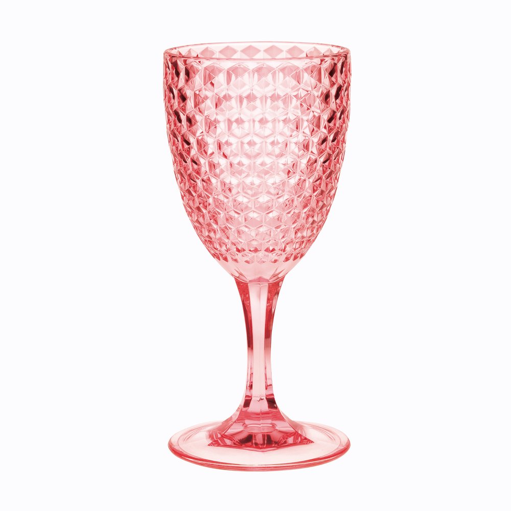 Set of Four Pink Diamond Acrylic Stemmed All Purpose Wine Glass HomeRoots