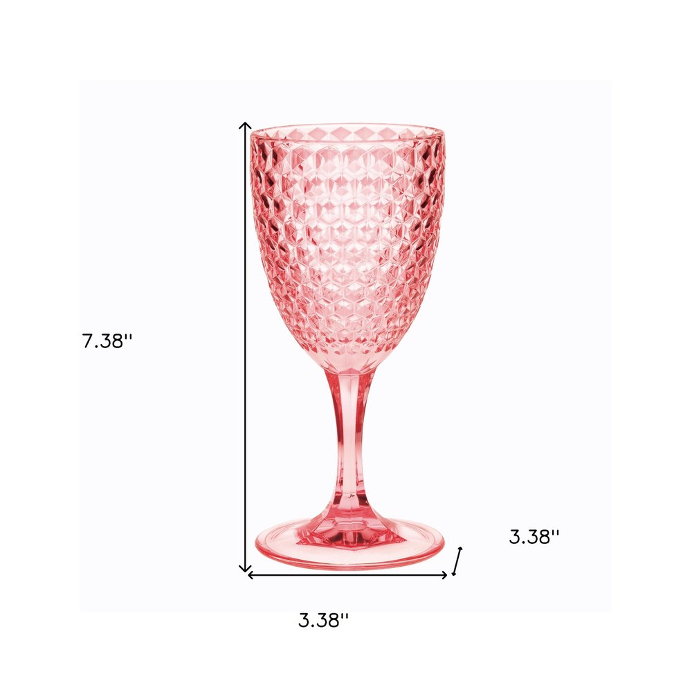 Set of Four Pink Diamond Acrylic Stemmed All Purpose Wine Glass HomeRoots