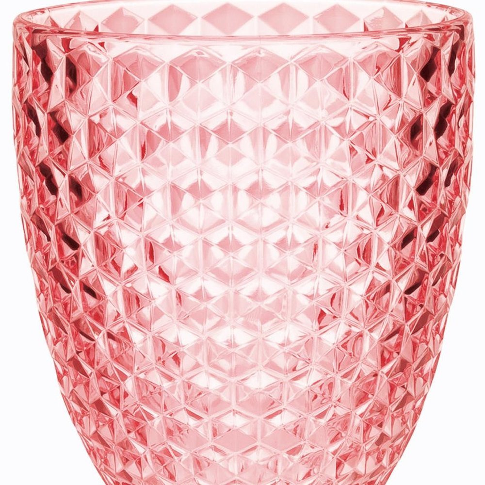 Set of Four Pink Diamond Acrylic Stemmed All Purpose Wine Glass HomeRoots