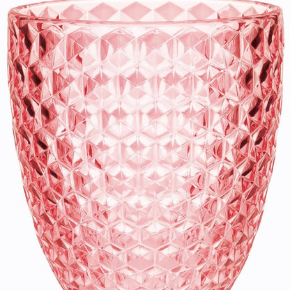 Set of Four Pink Diamond Acrylic Stemmed All Purpose Wine Glass HomeRoots