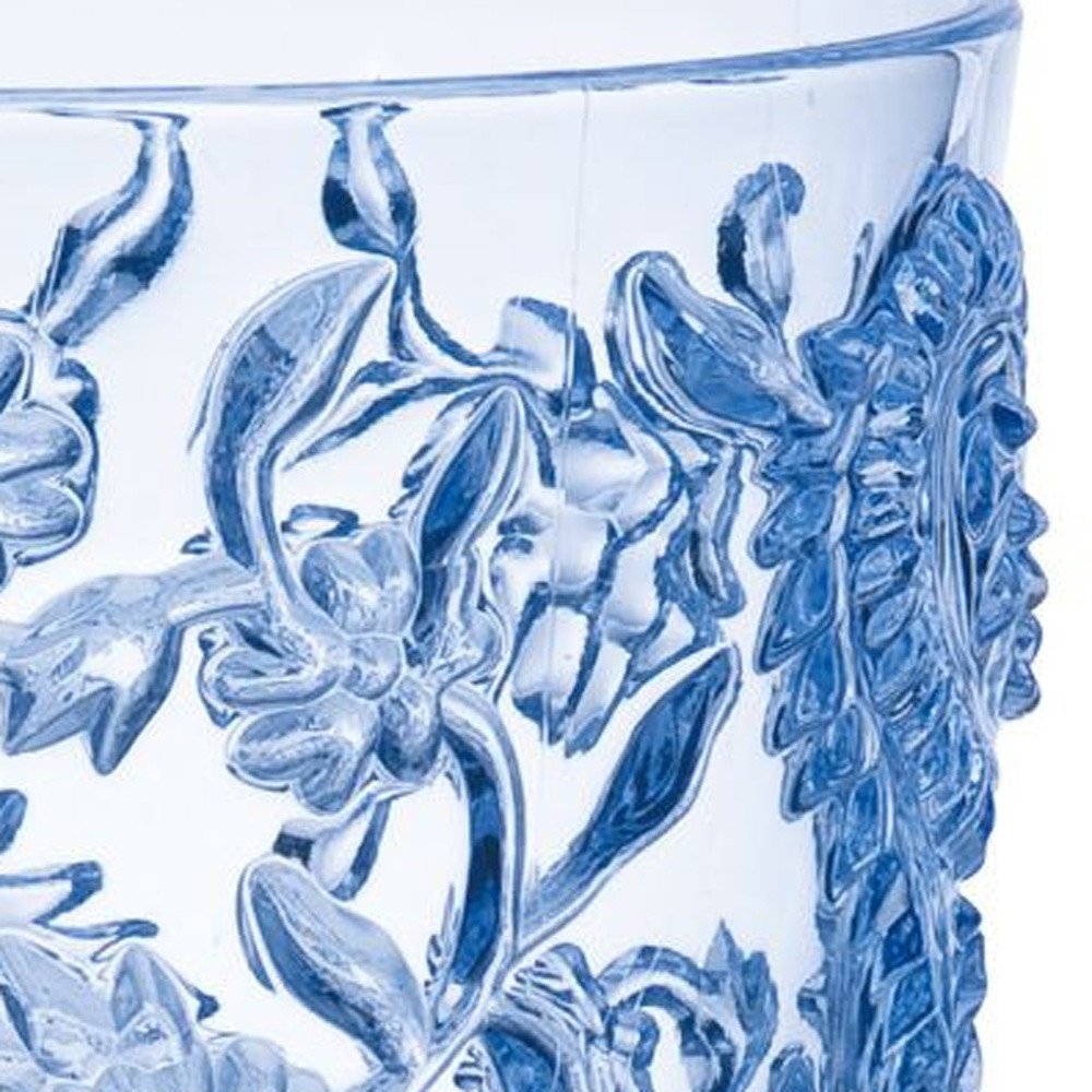 Set of Four Blue Paisley Acrylic Stemmed All Purpose Wine Glass HomeRoots