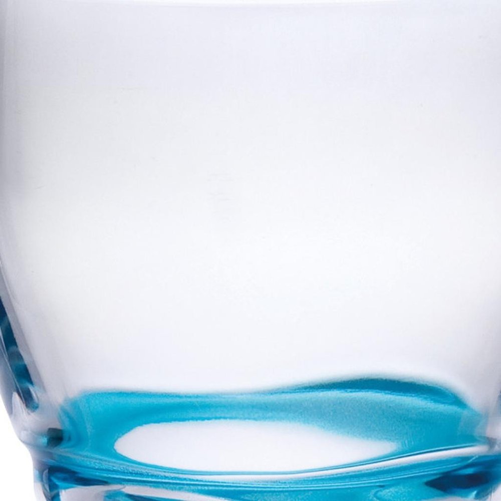 Set of Four Clear and Blue Swirl Acrylic Stemmed All Purpose Wine Glass HomeRoots
