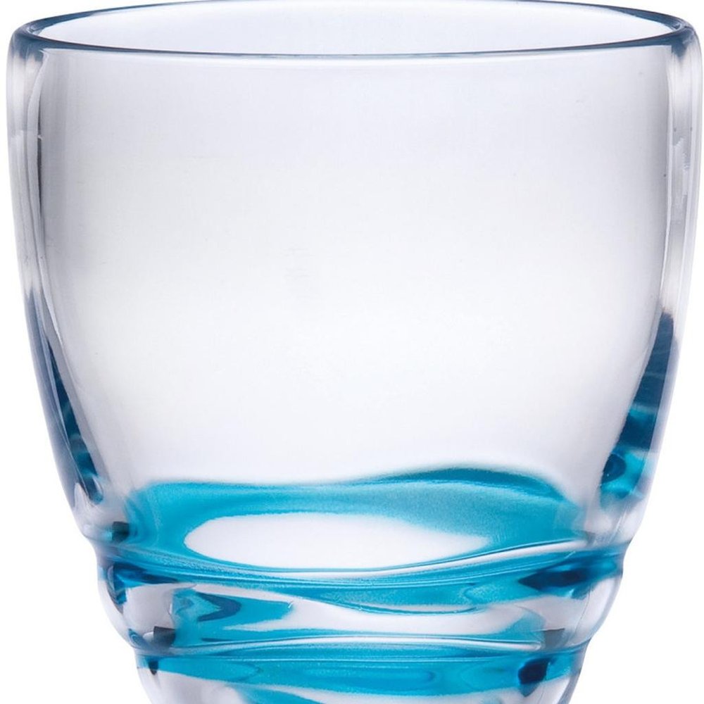 Set of Four Clear and Blue Swirl Acrylic Stemmed All Purpose Wine Glass HomeRoots