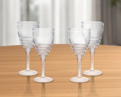 Set of Four Clear Swirl Acrylic Stemmed All Purpose Wine Glass
