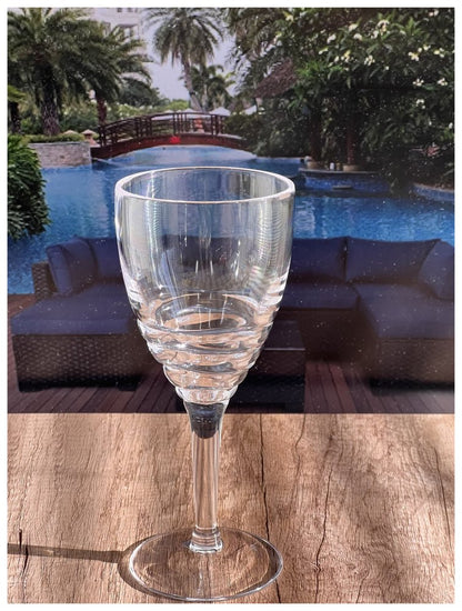 Set of Four Clear Swirl Acrylic Stemmed All Purpose Wine Glass HomeRoots