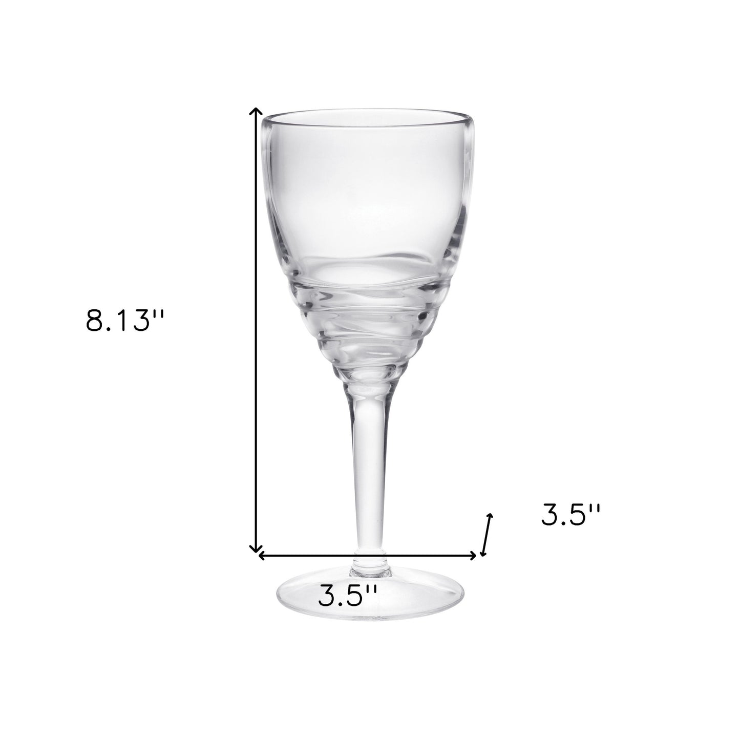 Set of Four Clear Swirl Acrylic Stemmed All Purpose Wine Glass