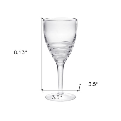 Set of Four Clear Swirl Acrylic Stemmed All Purpose Wine Glass HomeRoots