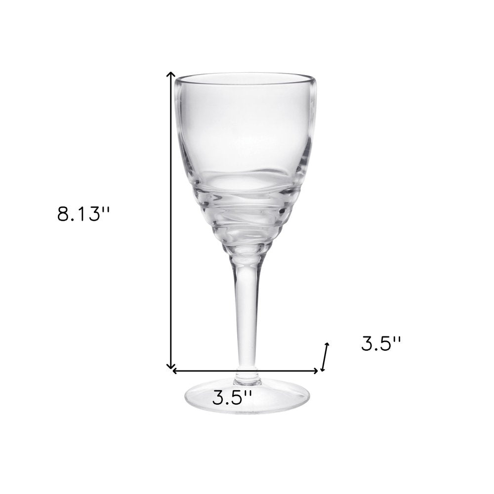 Set of Four Clear Swirl Acrylic Stemmed All Purpose Wine Glass HomeRoots