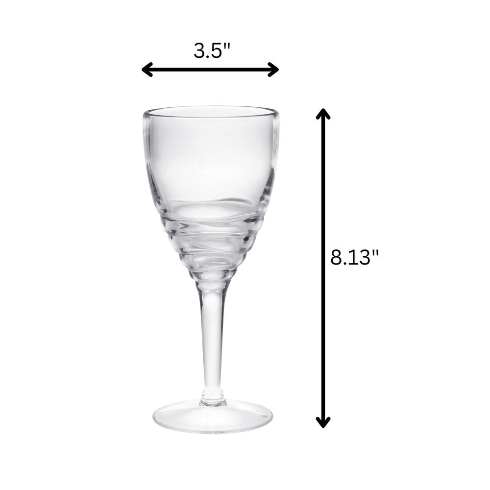 Set of Four Clear Swirl Acrylic Stemmed All Purpose Wine Glass HomeRoots