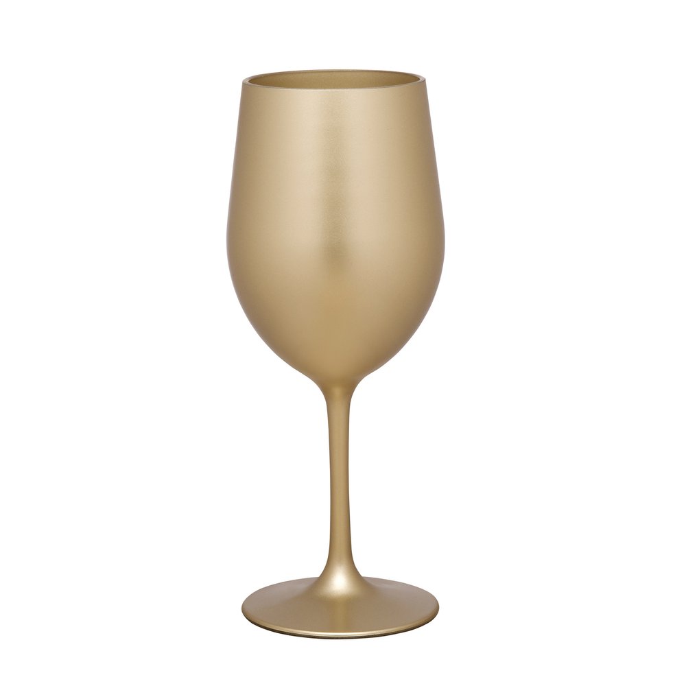 Set of Four Gold Acrylic Stemmed All Purpose Wine Glasses HomeRoots