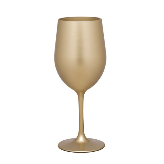 Set of Four Gold Acrylic Stemmed All Purpose Wine Glasses HomeRoots
