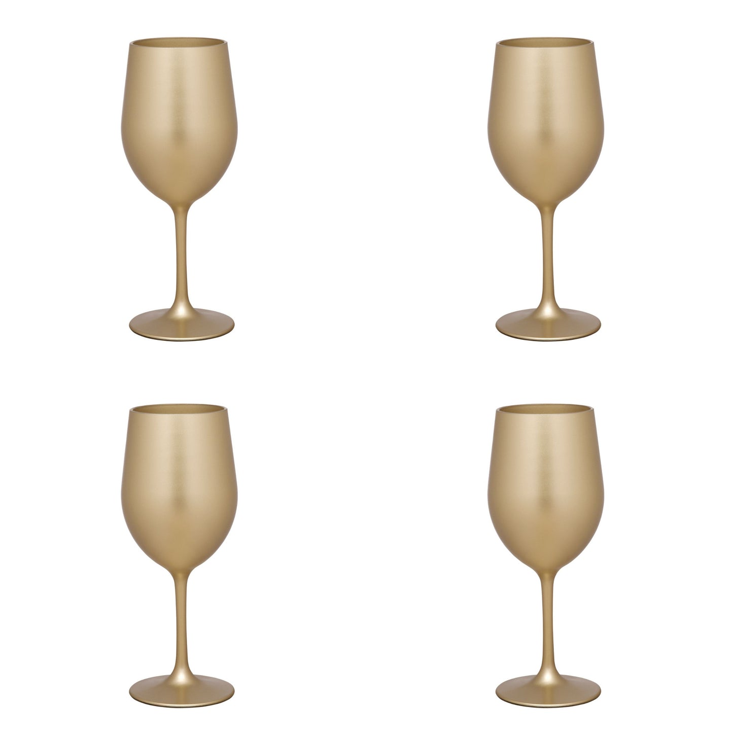 Set of Four Gold Acrylic Stemmed All Purpose Wine Glasses