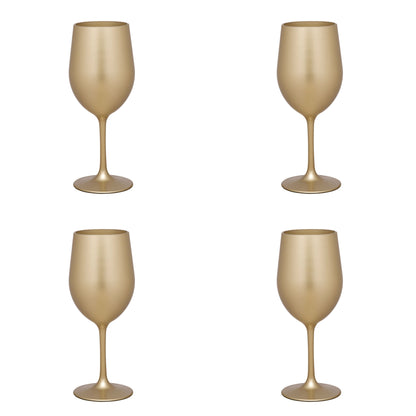 Set of Four Gold Acrylic Stemmed All Purpose Wine Glasses