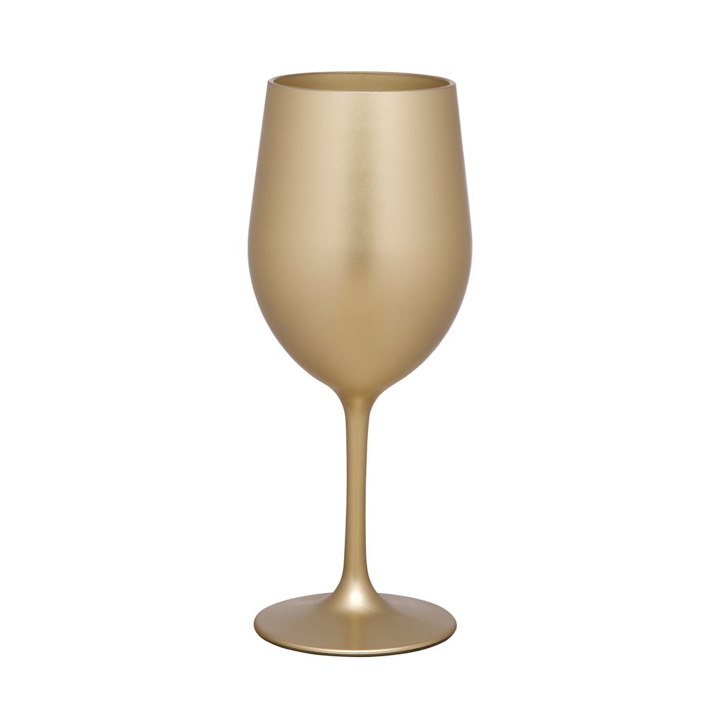 Set of Four Gold Acrylic Stemmed All Purpose Wine Glasses HomeRoots