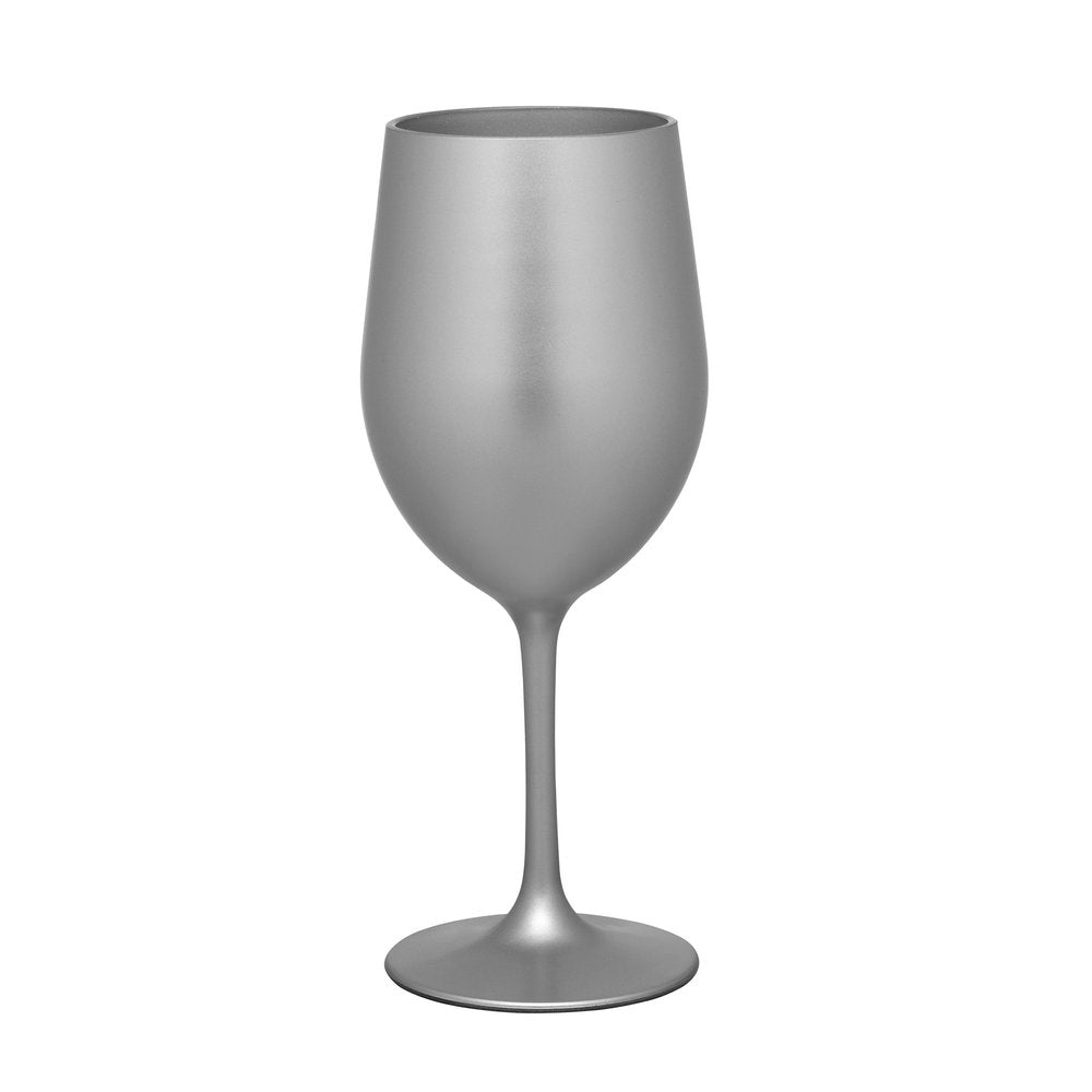 Set of Four Silver Acrylic Stemmed All Purpose Wine Glass HomeRoots