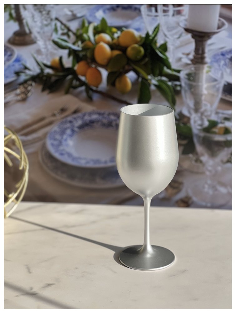 Set of Four Silver Acrylic Stemmed All Purpose Wine Glass HomeRoots