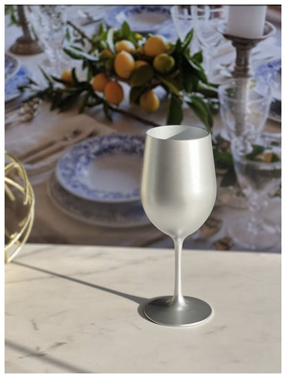 Set of Four Silver Acrylic Stemmed All Purpose Wine Glass HomeRoots