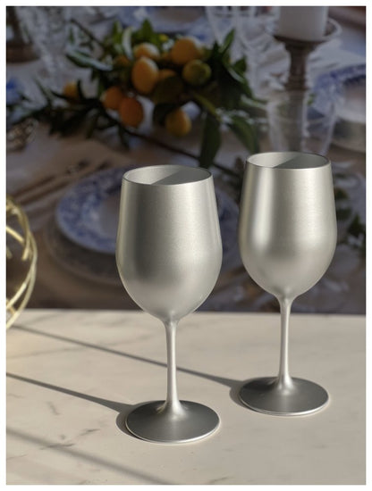 Set of Four Silver Acrylic Stemmed All Purpose Wine Glass HomeRoots