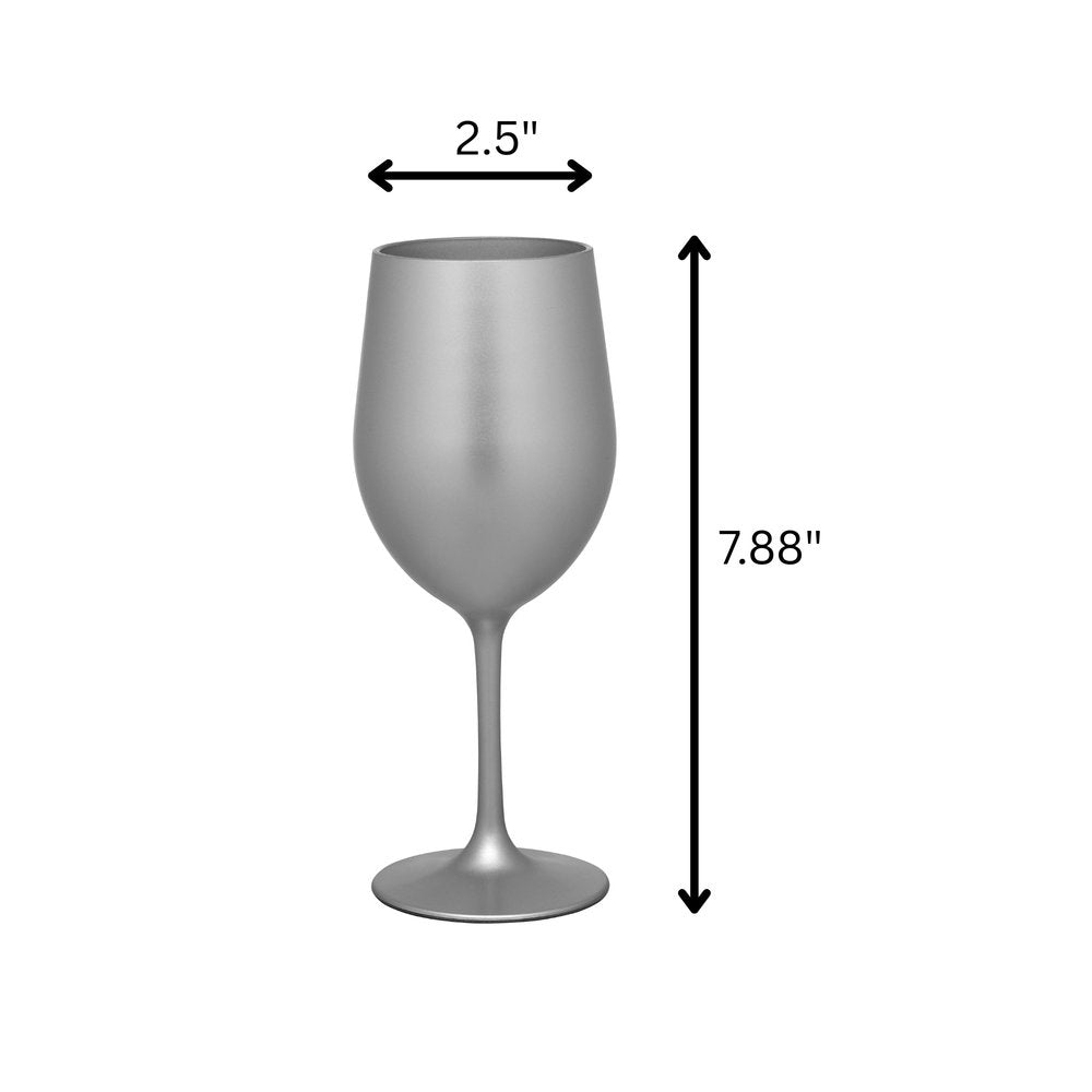 Set of Four Silver Acrylic Stemmed All Purpose Wine Glass HomeRoots