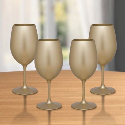 Set of Four Gold Acrylic Stemmed All Purpose Wine Glass HomeRoots