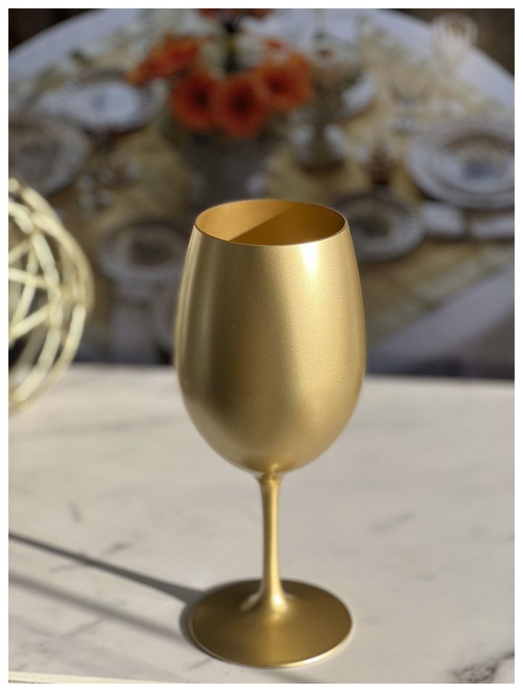 Set of Four Gold Acrylic Stemmed All Purpose Wine Glass HomeRoots