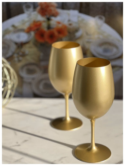 Set of Four Gold Acrylic Stemmed All Purpose Wine Glass HomeRoots
