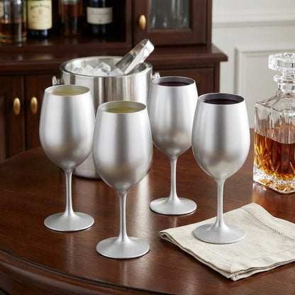 Set of Four Silver Acrylic Stemmed All Purpose Wine Glass HomeRoots