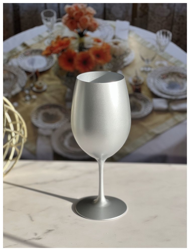 Set of Four Silver Acrylic Stemmed All Purpose Wine Glass HomeRoots