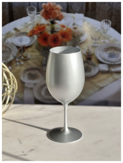 Set of Four Silver Acrylic Stemmed All Purpose Wine Glass HomeRoots