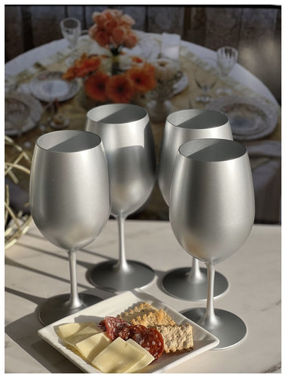 Set of Four Silver Acrylic Stemmed All Purpose Wine Glass HomeRoots