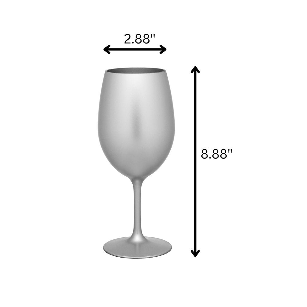 Set of Four Silver Acrylic Stemmed All Purpose Wine Glass HomeRoots