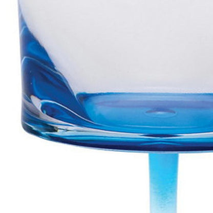 Set of Four Clear and Blue Acrylic Stemmed All Purpose Wine Glass HomeRoots