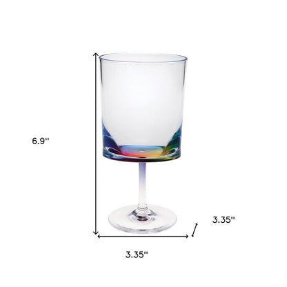 Set of Four Clear and Blue Acrylic Stemmed All Purpose Wine Glass HomeRoots
