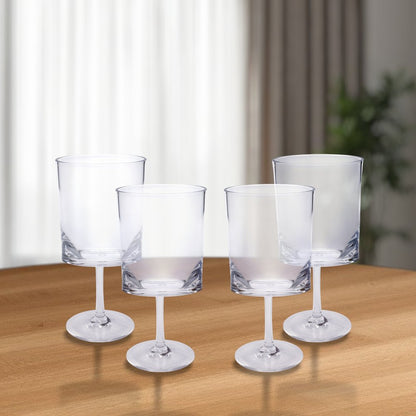 Set of Four Clear Acrylic Stemmed All Purpose Wine Glass HomeRoots