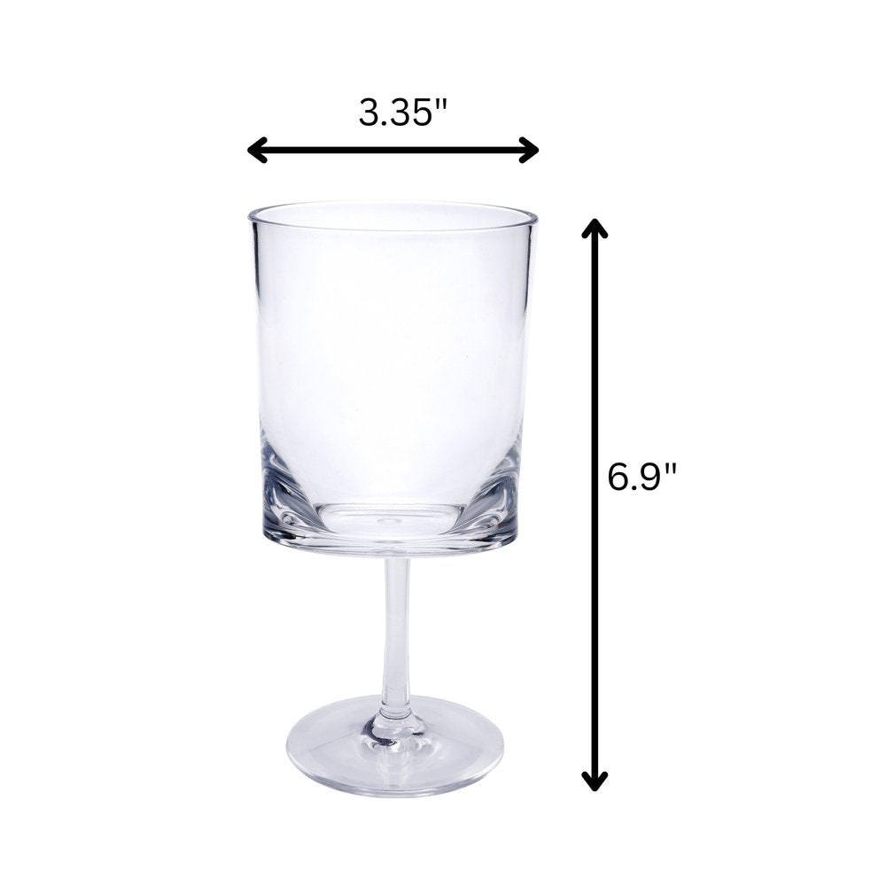 Set of Four Clear Acrylic Stemmed All Purpose Wine Glass HomeRoots