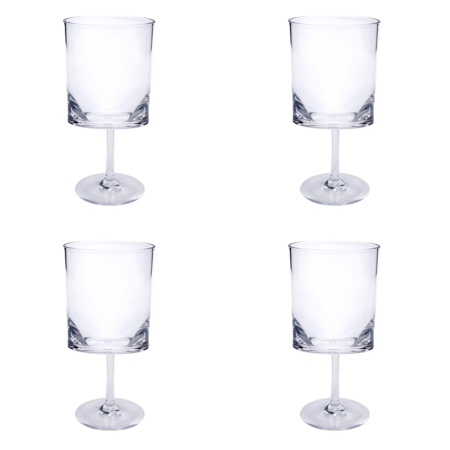 Set of Four Clear Acrylic Stemmed All Purpose Wine Glass