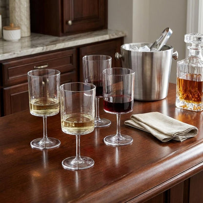 Set of Four Clear Acrylic Stemmed All Purpose Wine Glass HomeRoots
