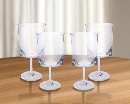 Set of Four Clear Tritan Plastic Stemmed All Purpose Wine Glass HomeRoots